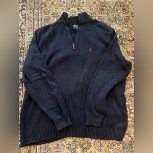 Men’s 3XLT Navy Quarter Zip Sweater